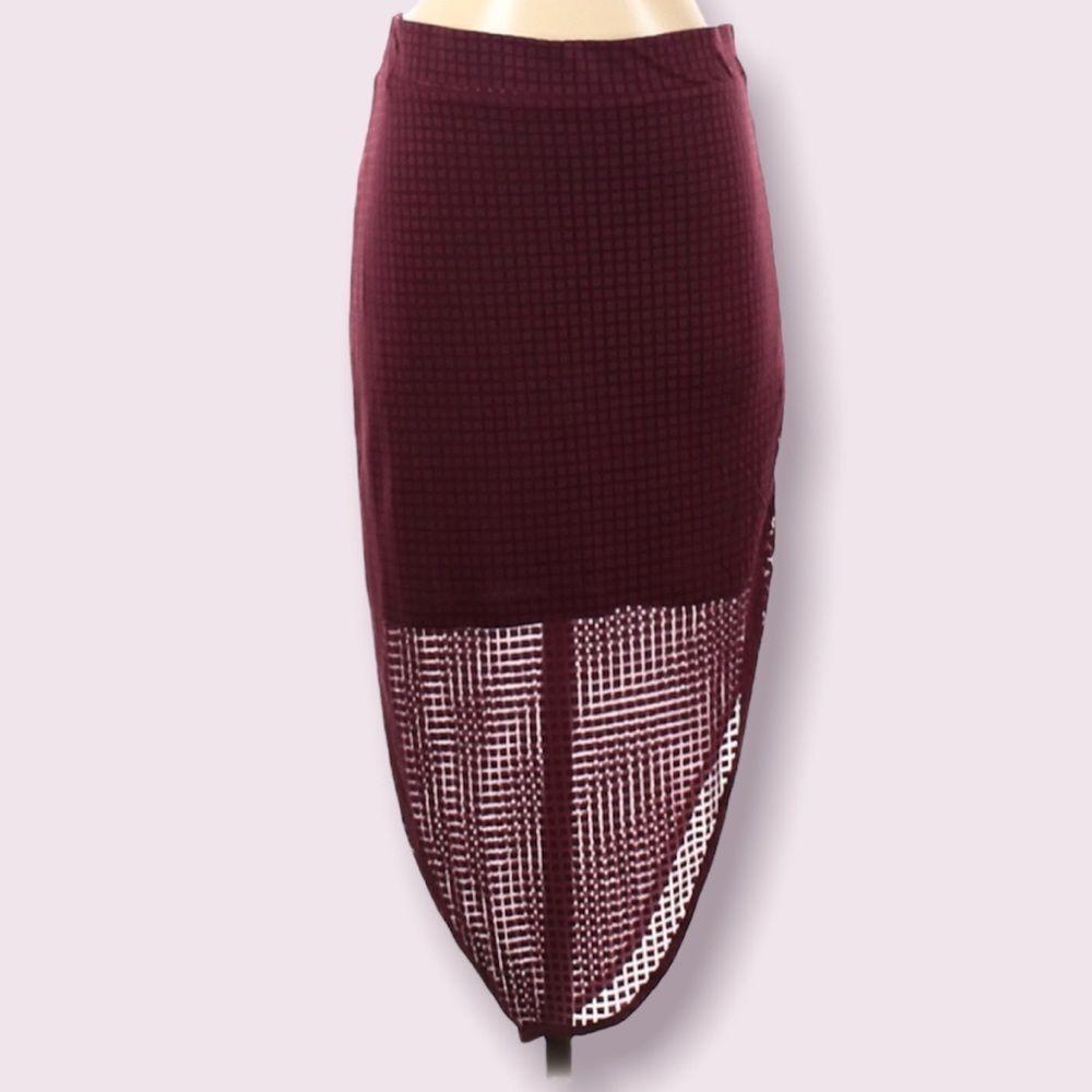 Apres Ramy Brook Women’s Casual Burgandy MIDI Skirt